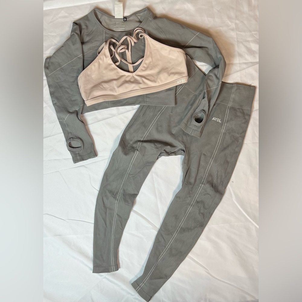 AYBL Gray and Cream Activewear Ensemble